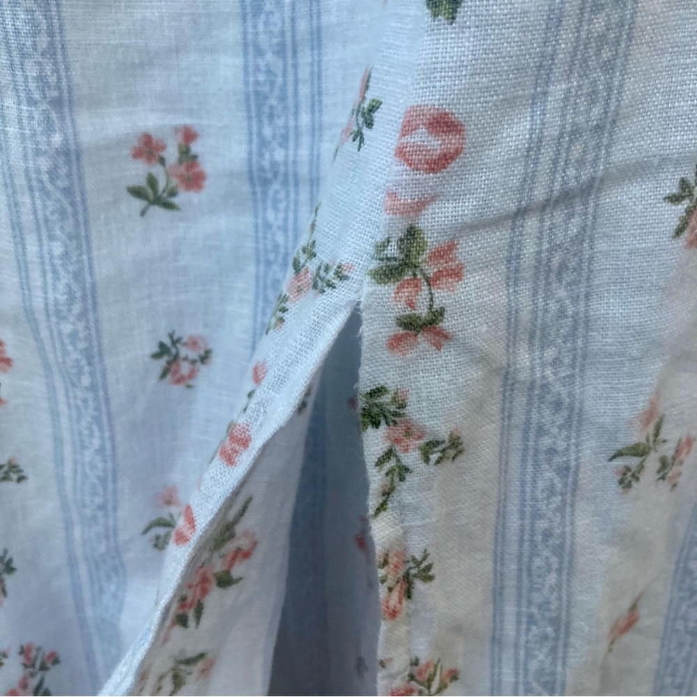 Reformation White Stripe Floral Midi Dress with Pink Roses - Picture 6 of 11